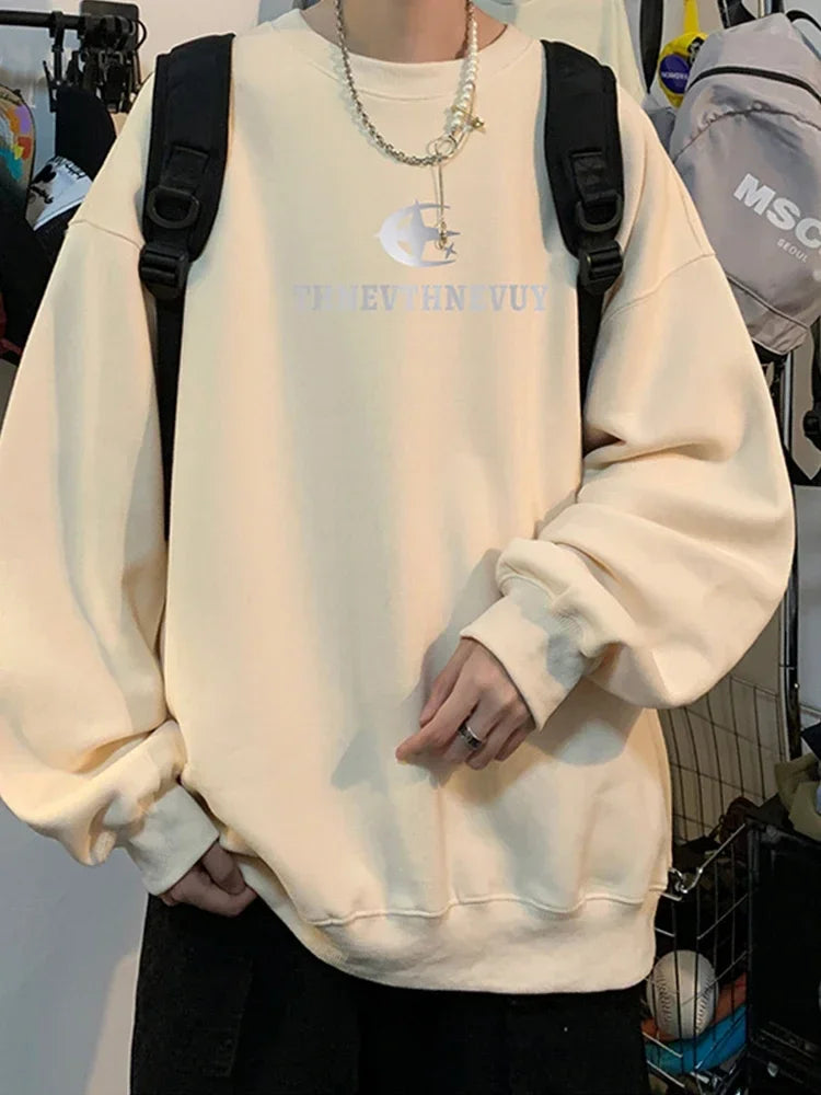 Herren Sweatshirt im y2k Stil mit O-Neck und Hip Hop Design