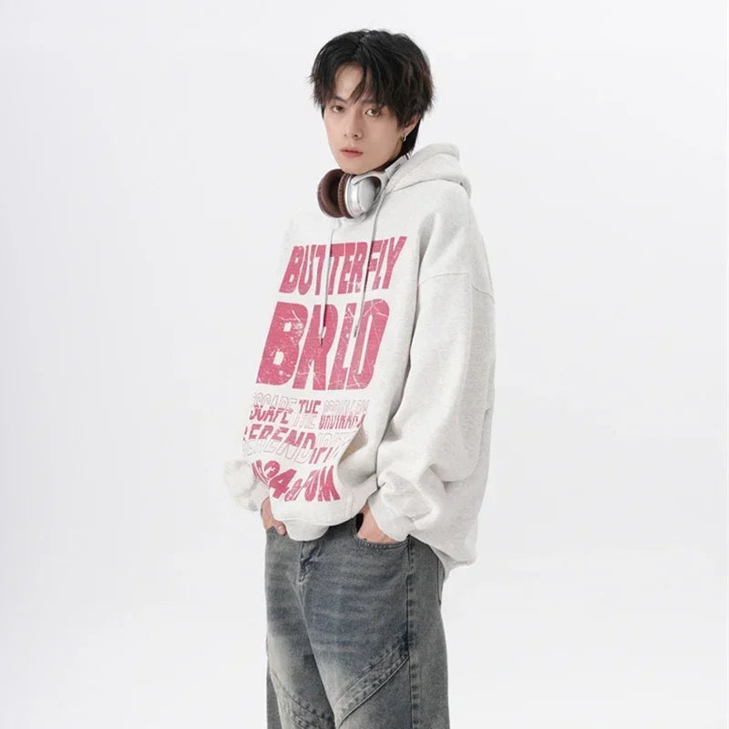 Herren Hoodie mit Letter Print im Hip Hop Stil für den Herbst