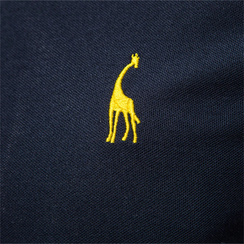 Herren Polo Shirt aus Baumwolle mit fester Hirsch-Stickerei und Kurzarm