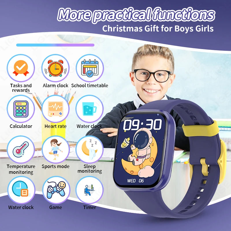 LIGE Multifunktions-Smartwatch für Kinder im Alter von 5–12 Jahren, wasserdicht, für Kinder, Smartwatch, Wecker, Kinder, Studenten, Spiel, Armband, Kinder, Geschenk
