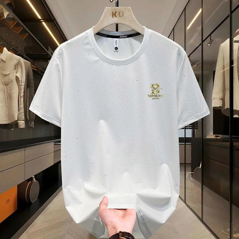 Herren T-Shirt aus glänzendem Stoff mit lässigem Rundhalsausschnitt