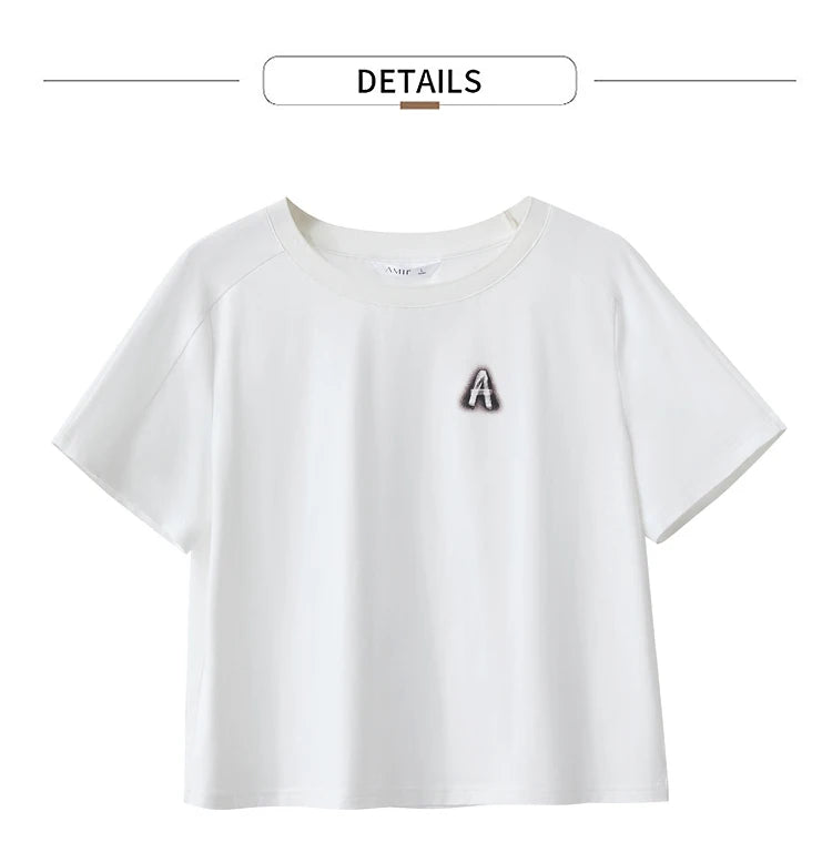 Damen T-Shirts im minimalistischen Stil mit lässigem O-Ausschnitt und Druck