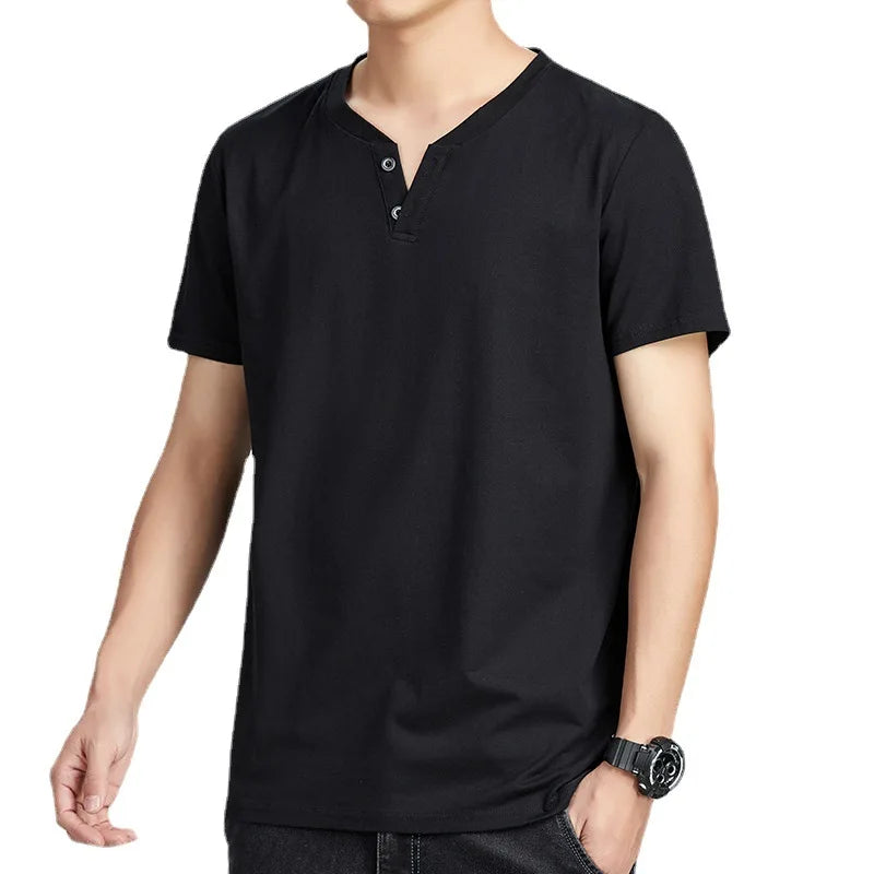 Leichtes Herren-T-Shirt mit Waffelstruktur, Farbblock-Design und Rundhalsausschnitt – kurzärmelig und gepolstert
