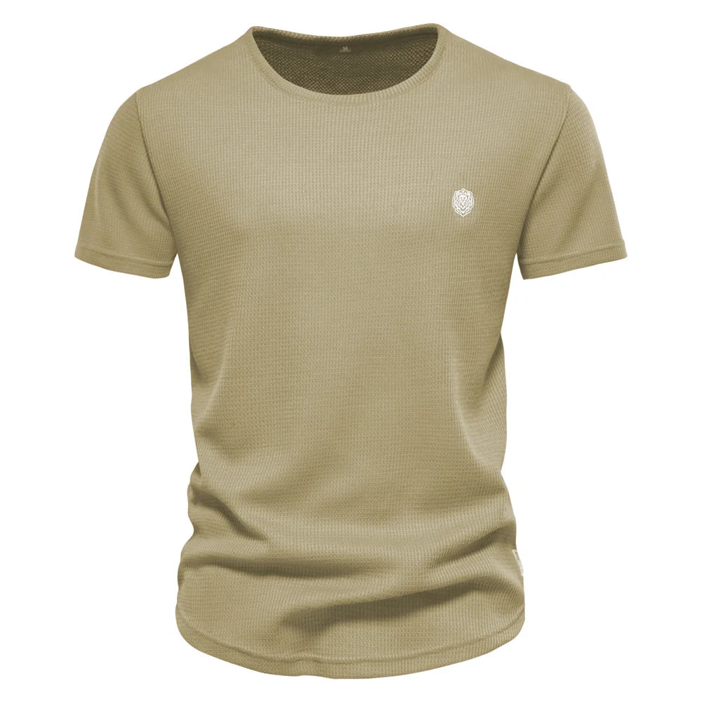 Herren T-Shirt aus Waffelstoff im einfarbigen Casual-Stil für den Sommer