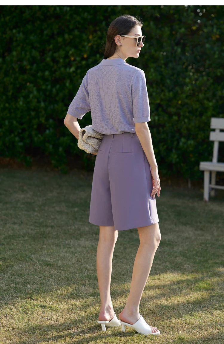 Damen Shorts im minimalistischen Stil für das Büro mit weitem Bein