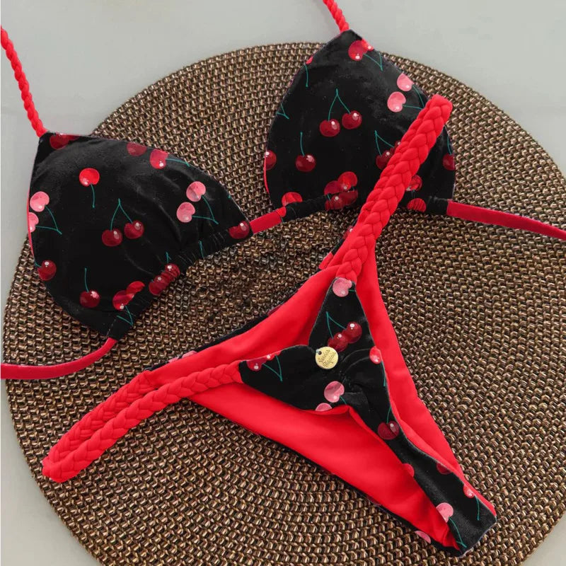 Sexy Bikini-Set mit Push-up-Effekt – Solides Badeoutfit für Damen am Strand oder Pool