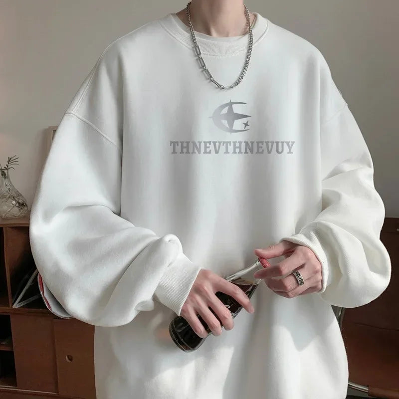 Herren Sweatshirt im y2k Stil mit O-Neck und Hip Hop Design