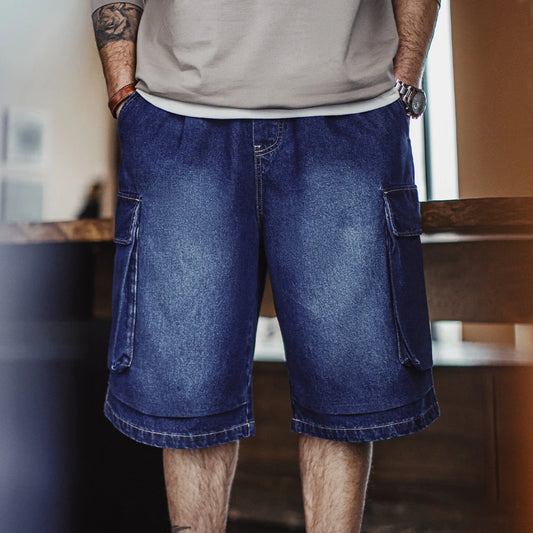 Herren Denim Shorts im Vintage-Stil mit losser Passform und elastischer Taille