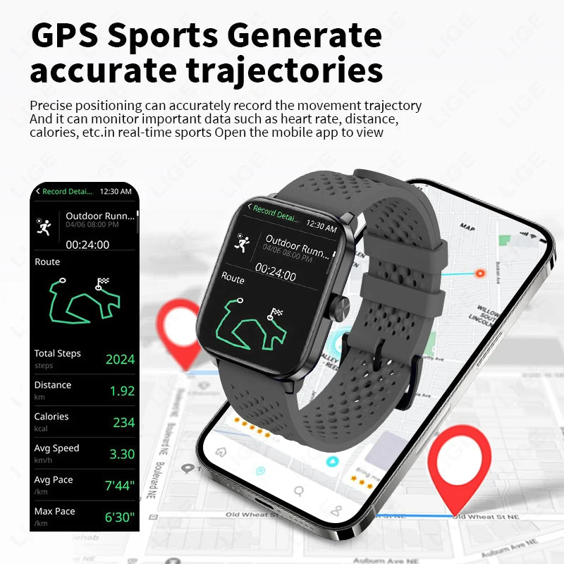 LIGE Neue Outdoor-Sport GPS Smart Uhr Männer 1,83 "HD Bildschirm Machen Erhalten Telefon Anrufe Gesundheit IP68 Wasserdicht Mann smartwatch 2025