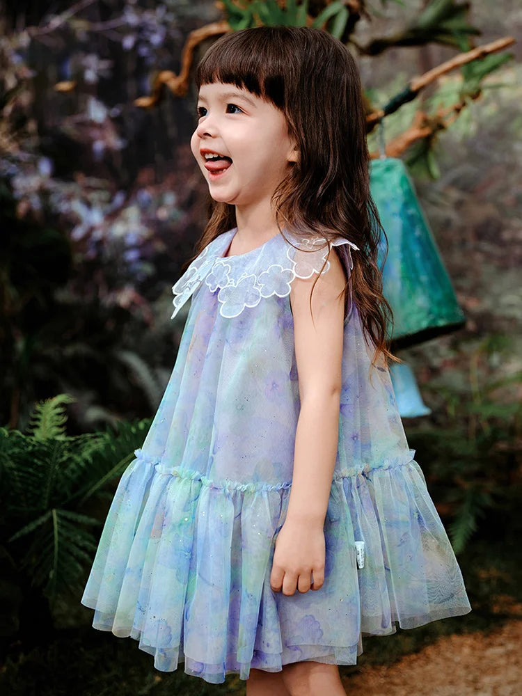 Ärmelloses Sommerkleid für Mädchen in Rosa mit niedlichem Design – ideal für Geburtstagsfeiern und Hochzeiten