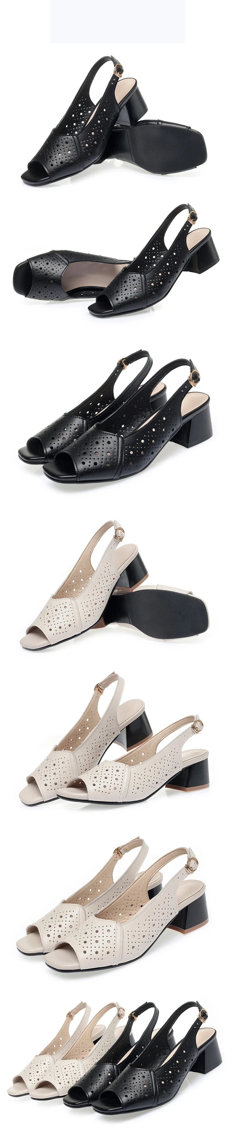 AIYUQI Sandalen für Damen, Sommer, 2022, neue Fishmouth-Sandalen aus echtem Leder, Blockabsatz, große Größe, Sandalen für Mütter mittleren Alters