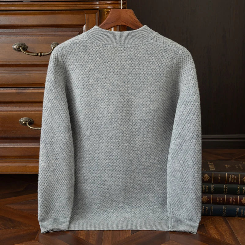 Herren-Strickjacke mit Baseball-Kragen, 100 % reine Wolle, Herren 2024, Herbst und Winter, verdickter lässiger Strickpullover, Jacke, Outdoor-Blazer