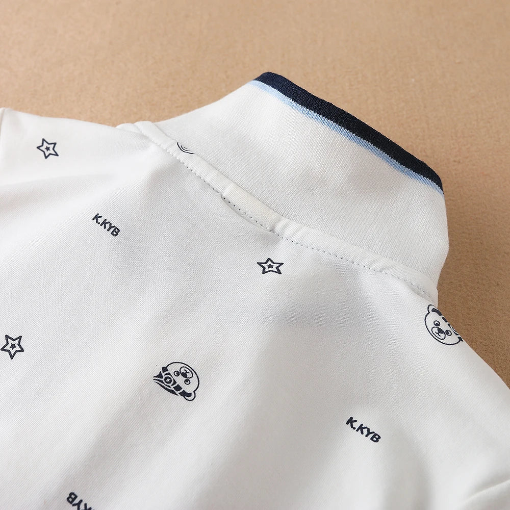 Jungen Polos hirt neue hochwertige Baumwolle Frühling Herbst Langarm Cartoon bestickte Top Kinder Freizeit kleidung