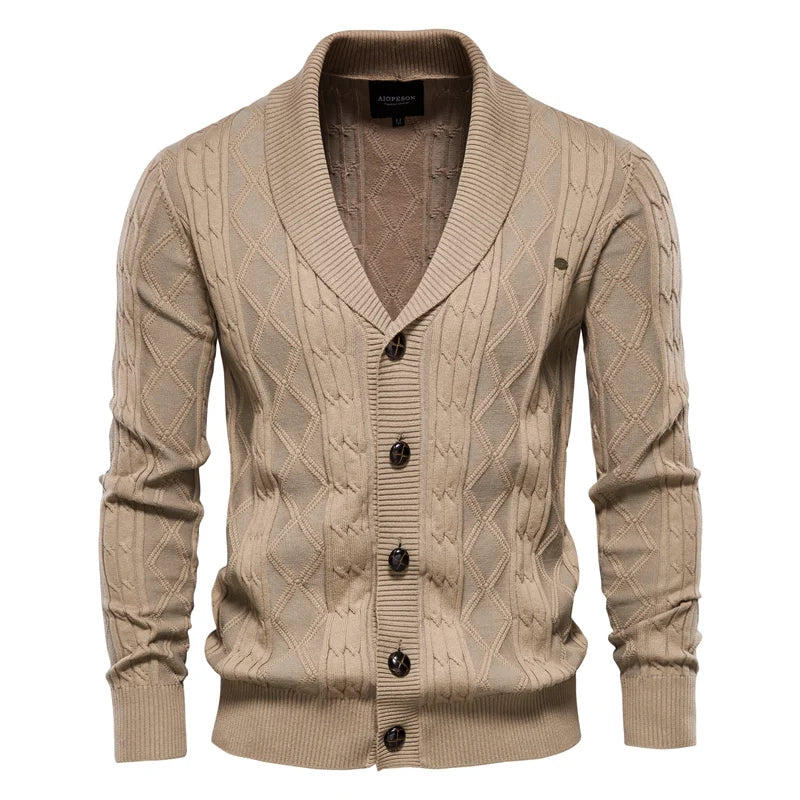 Männer Strickjacke aus hochwertiger Baumwolle im Casual-Stil für den Winter