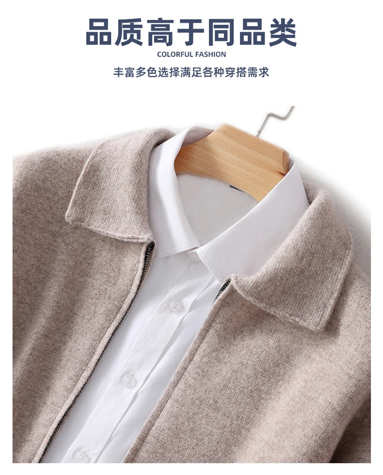 Herbst Winter 100% Hohe Qualität Wolle Strickjacke männer Revers Dicken Zipper Casual Pullover Große Größe Kaschmir Stricken Jacke Männer tops