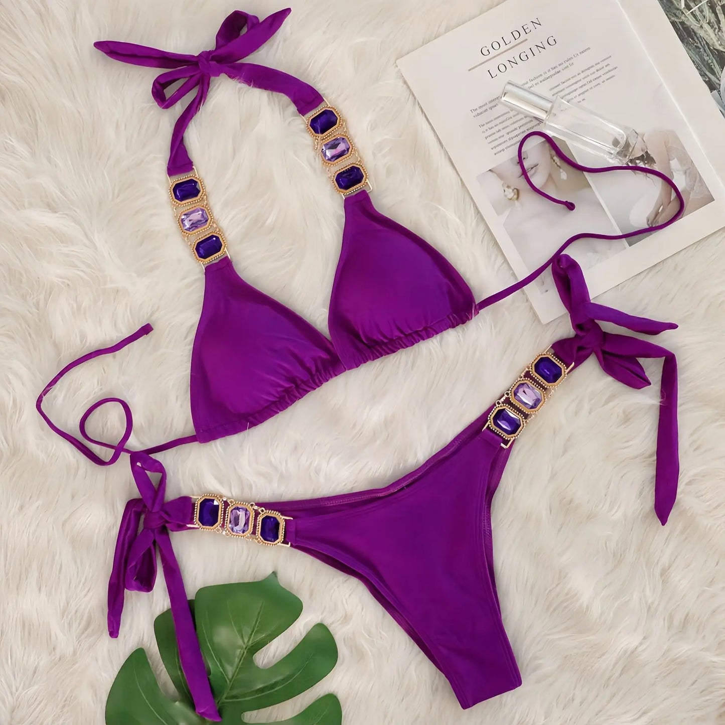 Brauner Push-Up-Bikini im brasilianischen Stil für Damen – ideal für Strand und Pool