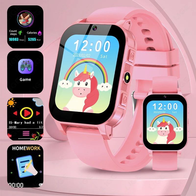 LIGE Neue Kind Kamera Smart Uhr LED Video Aufnahme Studie Karten Geschichte Buch Spiele Kalorien Student Kind Smartwatch Junge Mädchen Geschenk