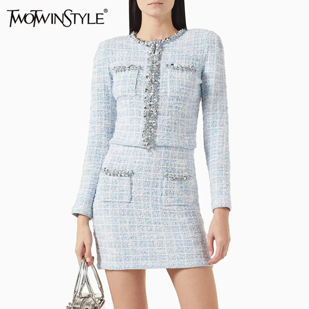Eleganter Damen-A-Linien-Rock mit hohem Bund und Patchwork-Design im minimalistischen Stil