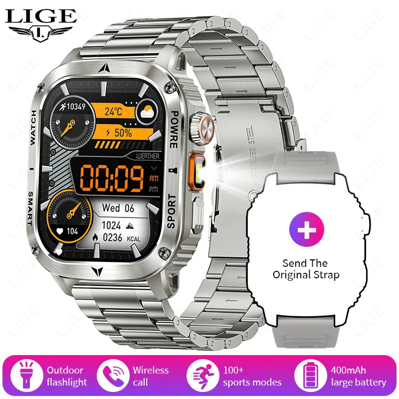 Männer Smartwatch mit 2,01 Zoll HD Bildschirm und Bluetooth-Anruf-Funktion