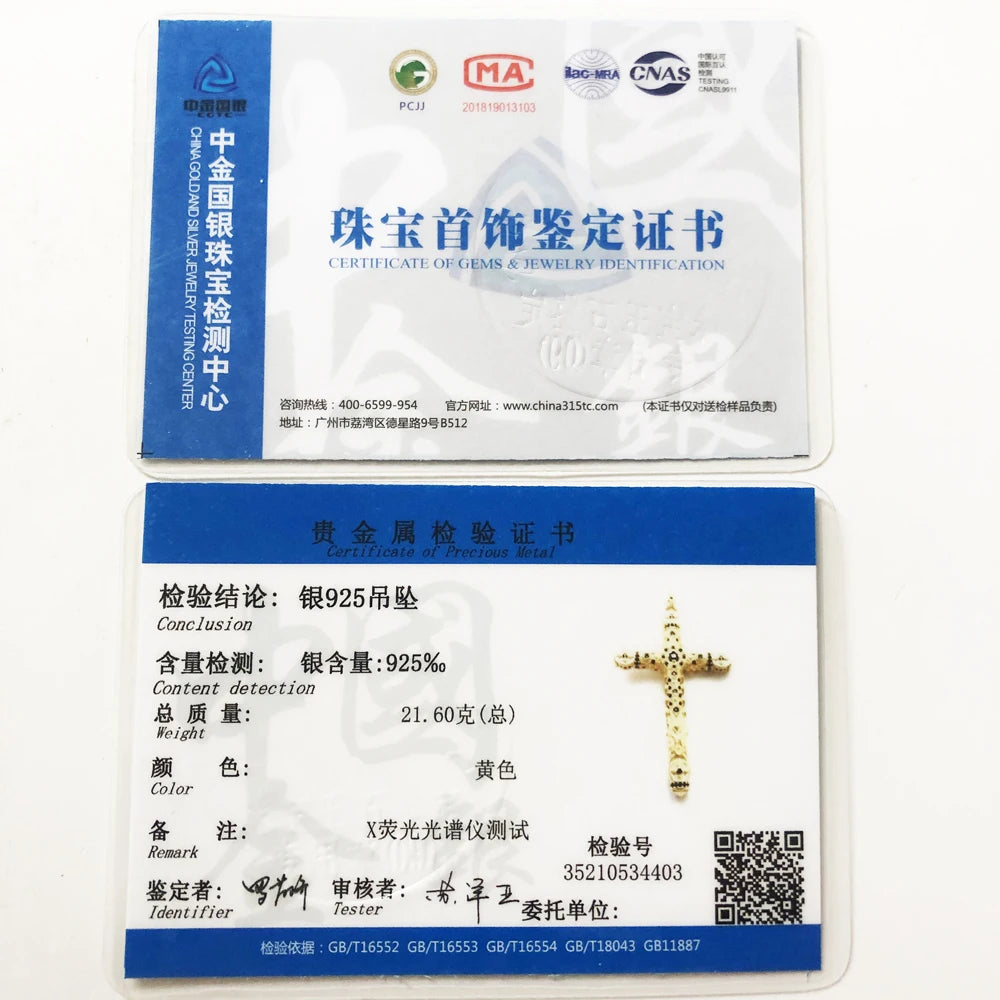 Damen-Charm-Anhänger Kreuz schwarze Steine Gold aus Sterlingsilber