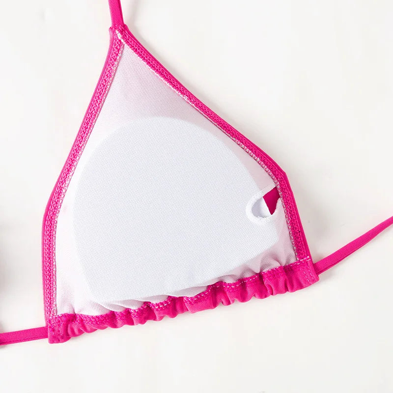 Dreiteiliger Damen-Bikini mit sexy Print und hoch tailliertem Design – ideal für Strand und Pool