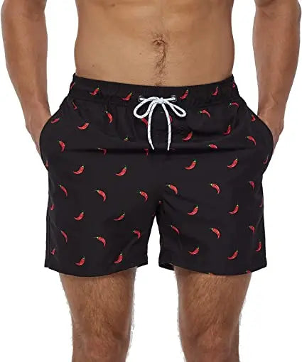 Herren-Badeshorts mit Farbverlauf, schnelltrocknend, mit Reißverschlusstaschen und Mesh-Futter – modische Schwimmshorts für den Strand