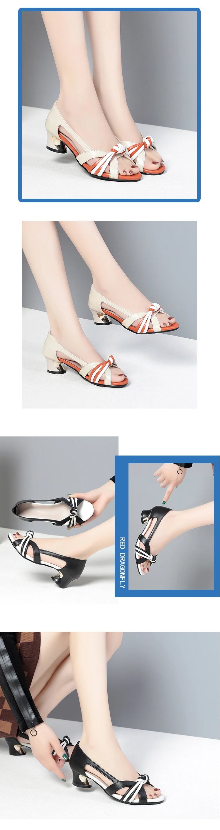 AIYUQI Echtes Leder Frau Schuhe Sandalen 2024 Neue Große Größe 41 42 43 Frauen Sommer Sandalen Mittlere Ferse Mode Frauen sandalen