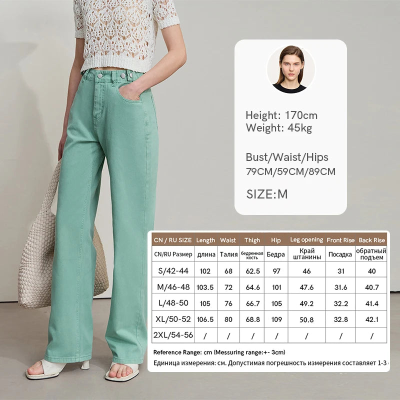 Damenjeans im minimalistischen Retro-Stil mit geradem Bein aus Baumwolle