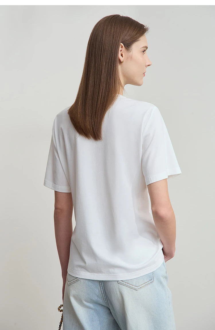 Damen Sommer T-Shirt mit Rundhals und Kordelzug in lässiger Form