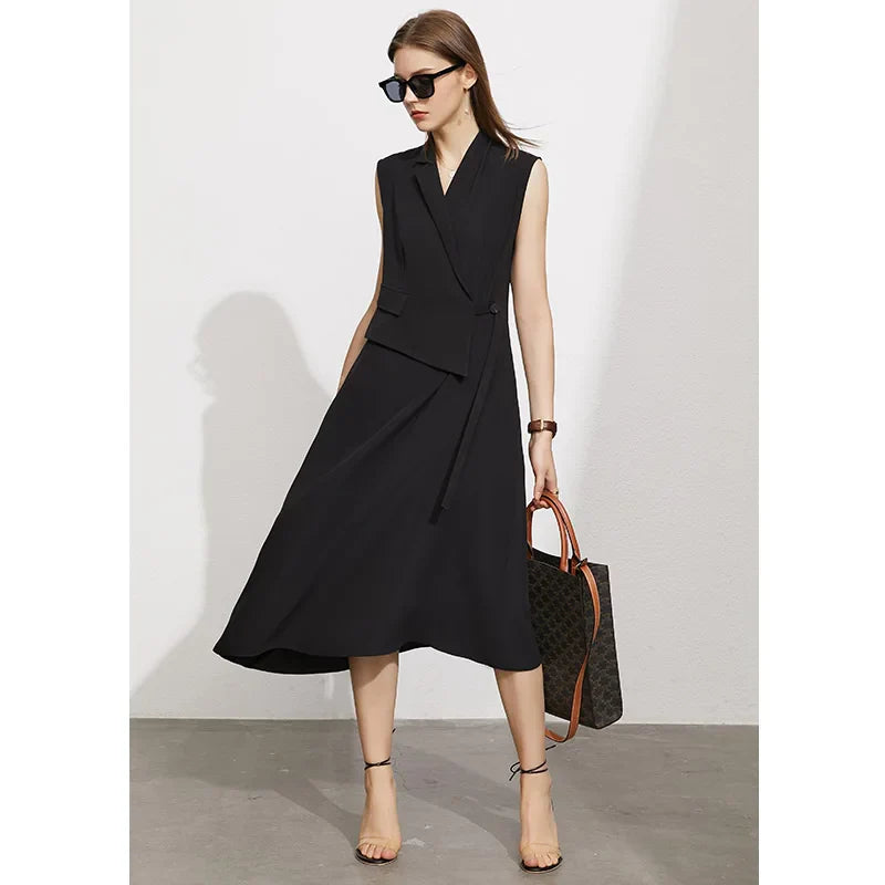 Elegantes Damen-Chiffonkleid mit V-Ausschnitt und Schnürung – ideal für den Sommer und den Alltag