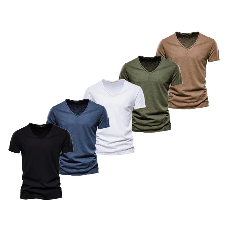 Herren T-Shirt im Casual-Stil mit V-Ausschnitt in einfarbigem Design