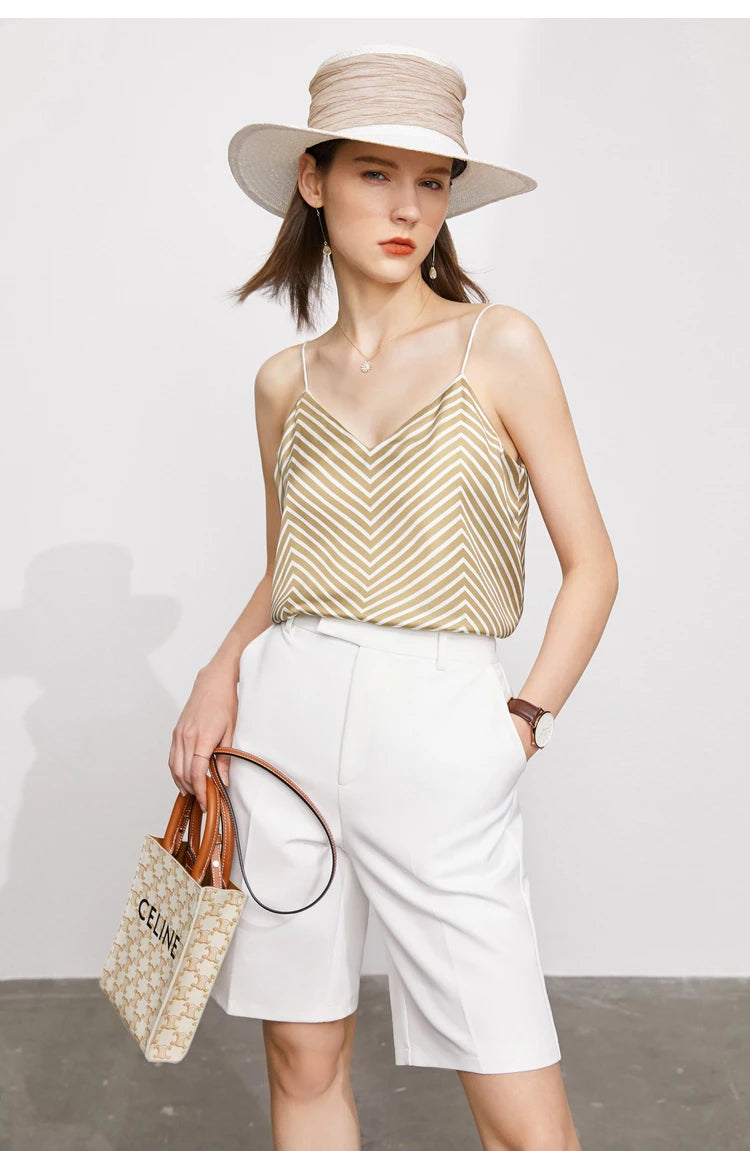 Damen Shorts im minimalistischen Stil mit hoher Taille für das Büro