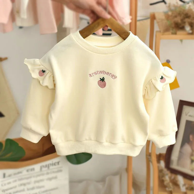 Mädchen Hoodie mit süßer gestickter Erdbeere für 1-6 Jahre
