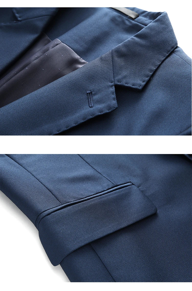 Hochwertiger Herrenanzug 3-teilig: Sakko, Weste, Hose – Eleganter Business- und Hochzeitslook in Uni-Farben