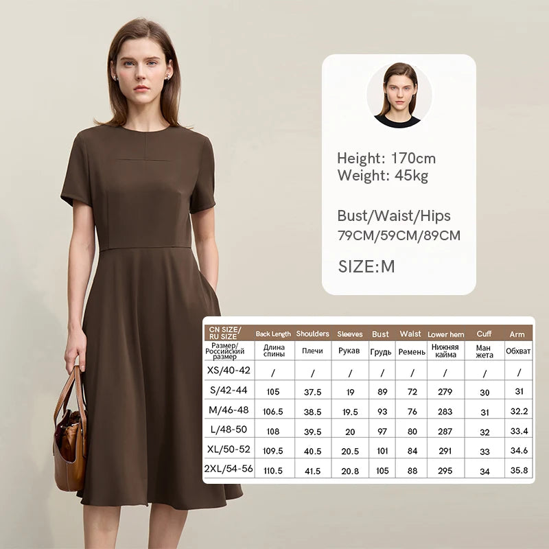 Elegantes Damenkleid Mit Taschen Aus Chiffon Tailliert Für Berufstätige