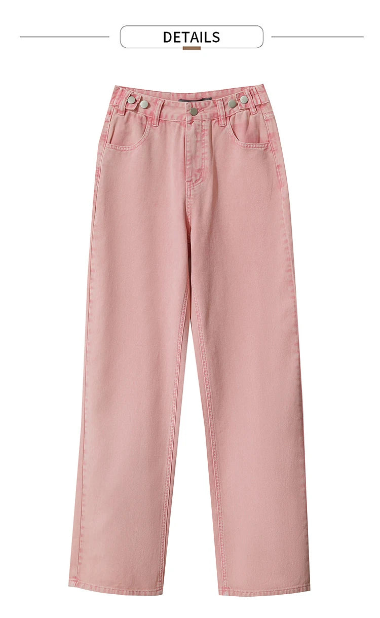Damenjeans im minimalistischen Retro-Stil mit geradem Bein aus Baumwolle