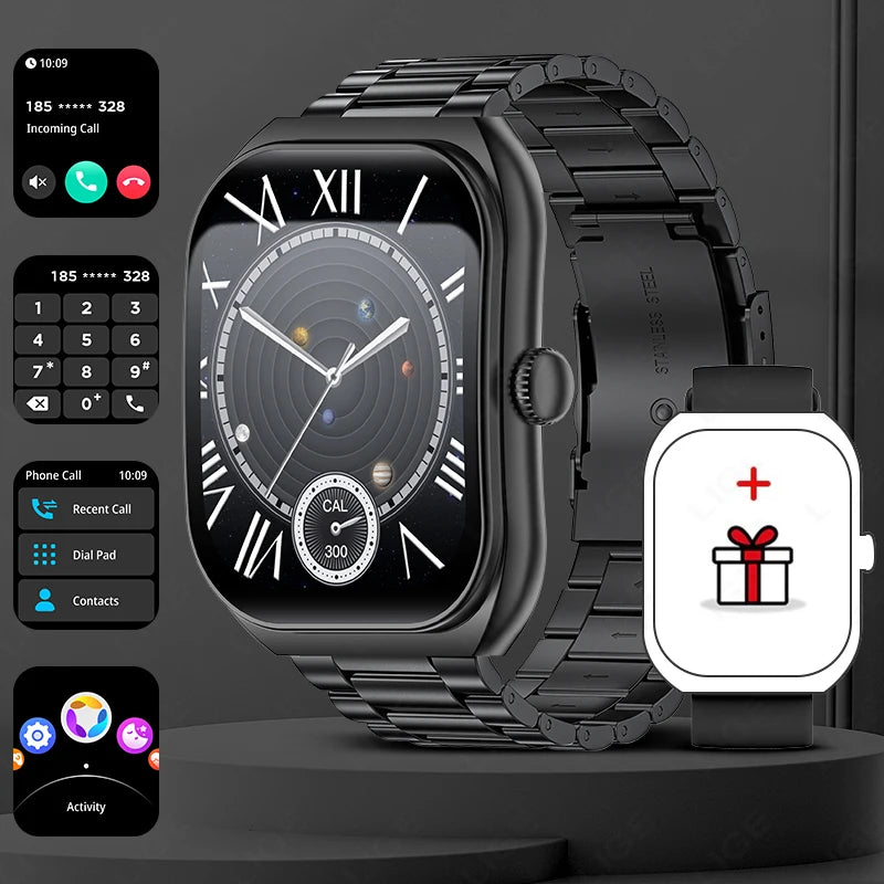 LIGE Neue 2,01'' 3D Gebogene Bildschirm Smart Uhr Bluetooth Anruf Blut Sauerstoff Herzfrequenz Sport Fitness Armband Wasserdichte Smartwatch