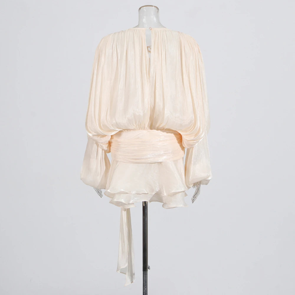 Elegantes Damen-Tunikakleid mit Rundhalsausschnitt, langen Ärmeln und Patchwork-Design