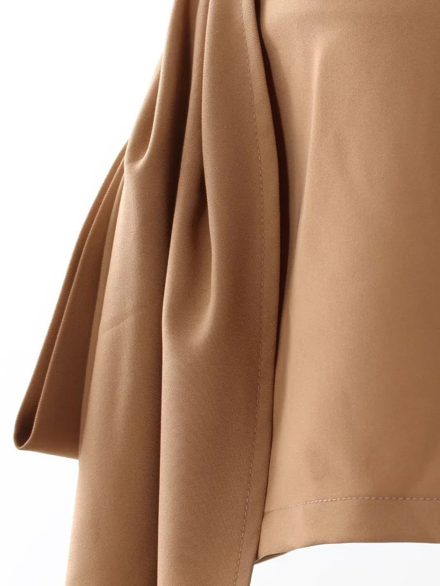 Zweiteiliges Damen-Set mit V-Ausschnitt, Langarm-Patchwork-Jacke und hoch taillierter Hose – stilvoll und modern.