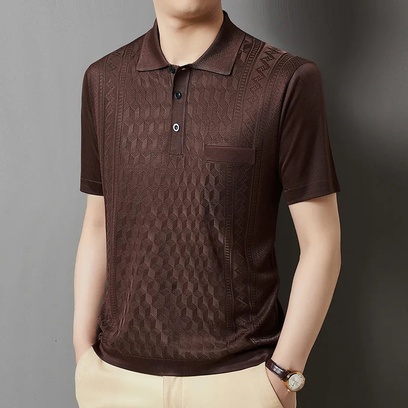 Kurzes Herren-Poloshirt mit Perlenkragen – ideal für Sport und Freizeit im Sommer