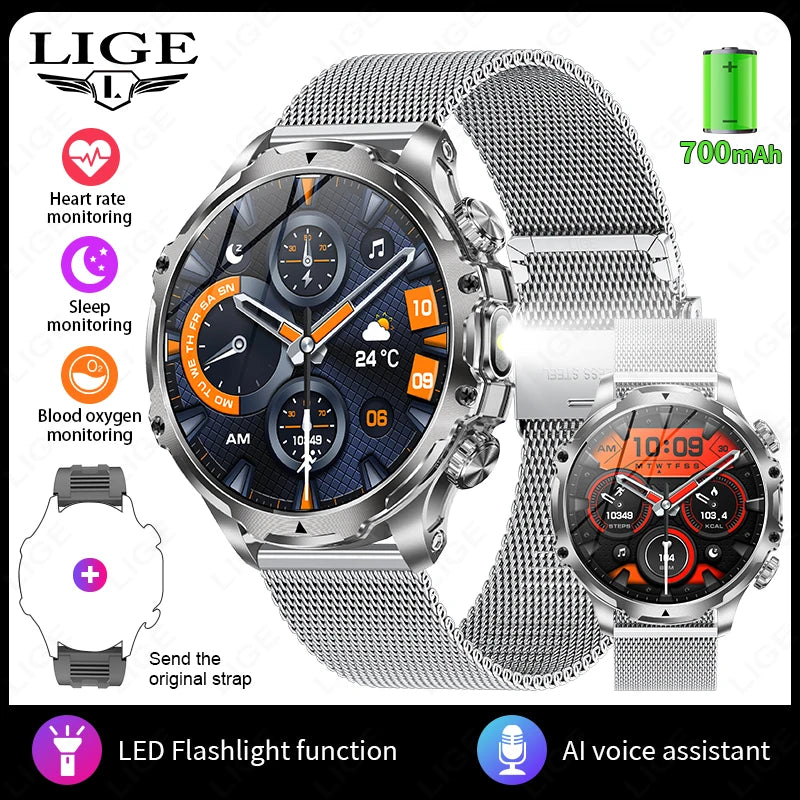 Männer Sport Smartwatch mit 1,9 Zoll Display und wasserdichter Bluetooth-Funktion