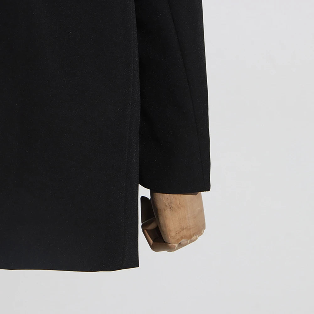 Streetwear-Zweiteiler für Damen mit Stehkragen, Langarm-Top und hoch taillierter, weit geschnittener Hose – modisches Set für Frauen.