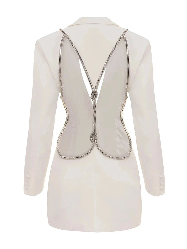 Elegantes Midi-Kleid mit Pailletten und Patchwork, schulterfrei und langärmelig – figurbetontes Design für Damen.