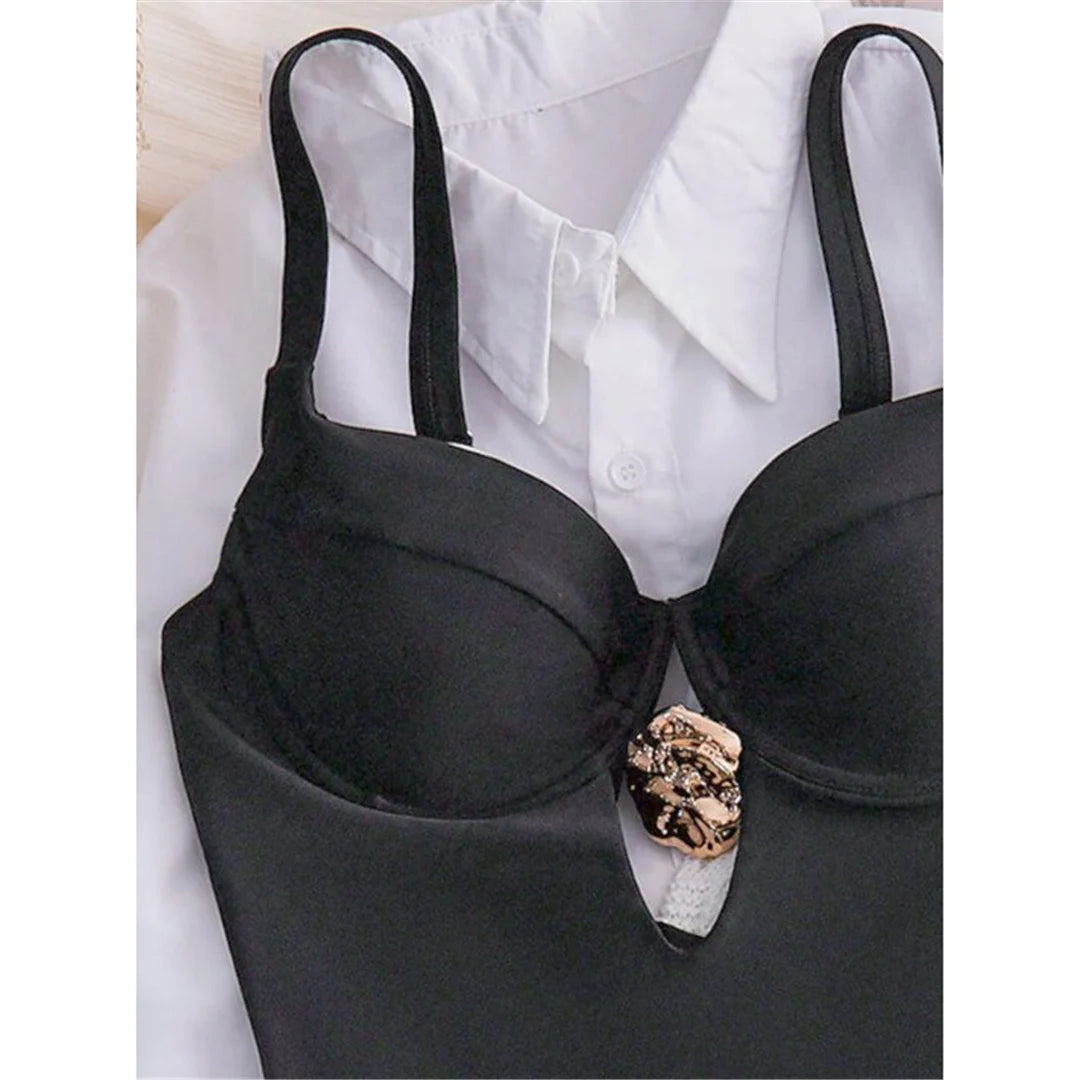 Damen-Badeanzug Cut-Out Bügel High-Leg Monokini Weste gepolstert