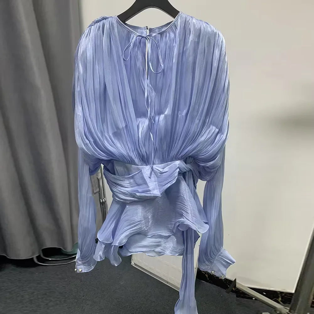 Elegantes Damen-Tunikakleid mit Rundhalsausschnitt, langen Ärmeln und Patchwork-Design