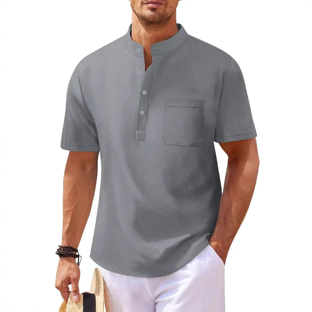 Langarm-Poloshirt für Herren mit Reverskragen – dünnes, vielseitiges Oberteil für Business und Freizeit in Uni-Farben, ideal für den Frühling und Herbst