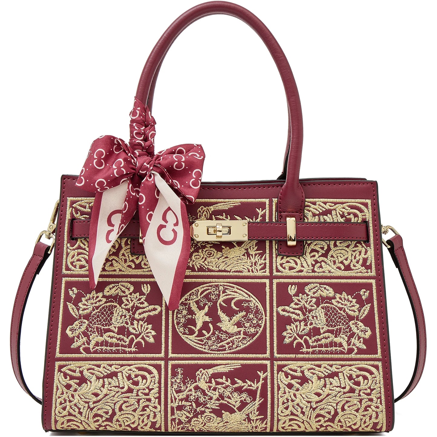 Damen Handtasche Aus Split-Leder Mit Crossbody-Tasche Im Chinesischen Stil