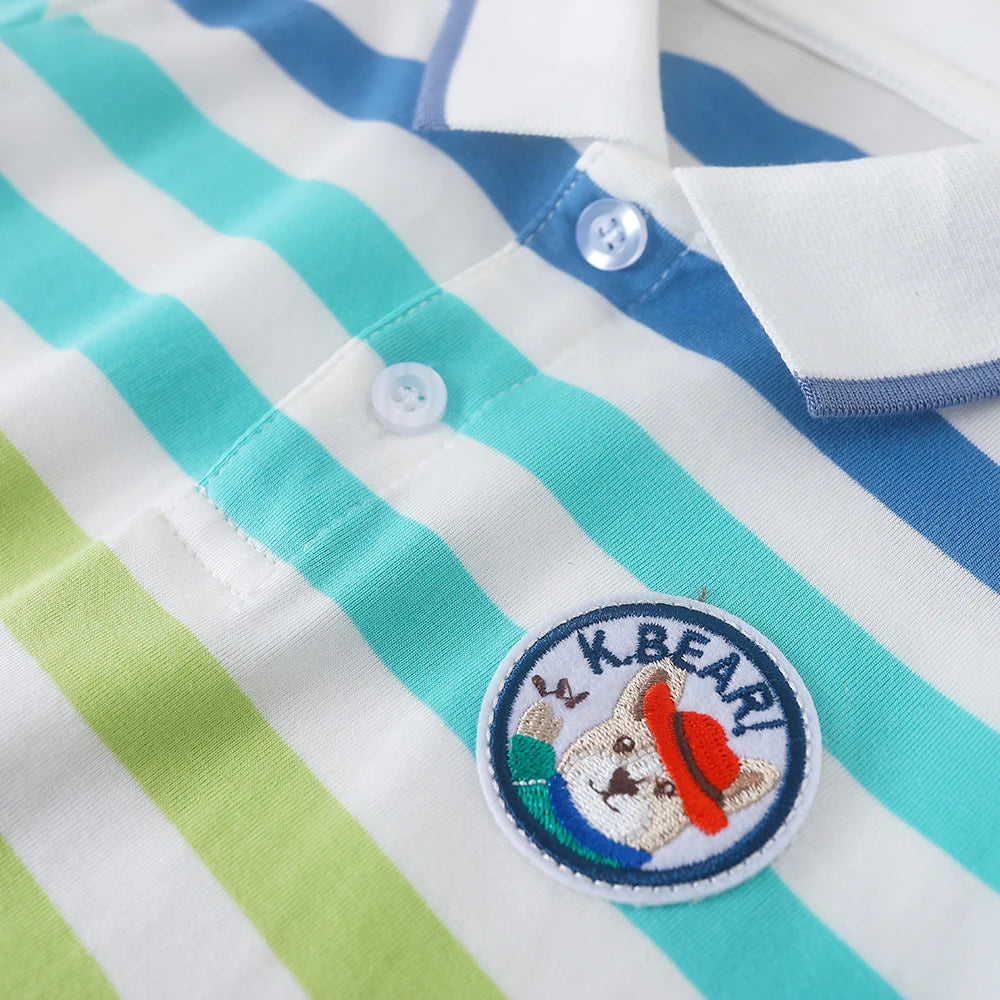Baby Jungen Polos hirts hochwertige Sommer kurz ärmel ige gestreifte Top Shirt Kleidung 2t-6t Kinder Turn-Down Kragen T-Shirts
