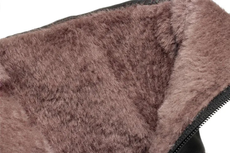 Damen Schneestiefel aus echtem Leder mit rutschfester Sohle und Wolle
