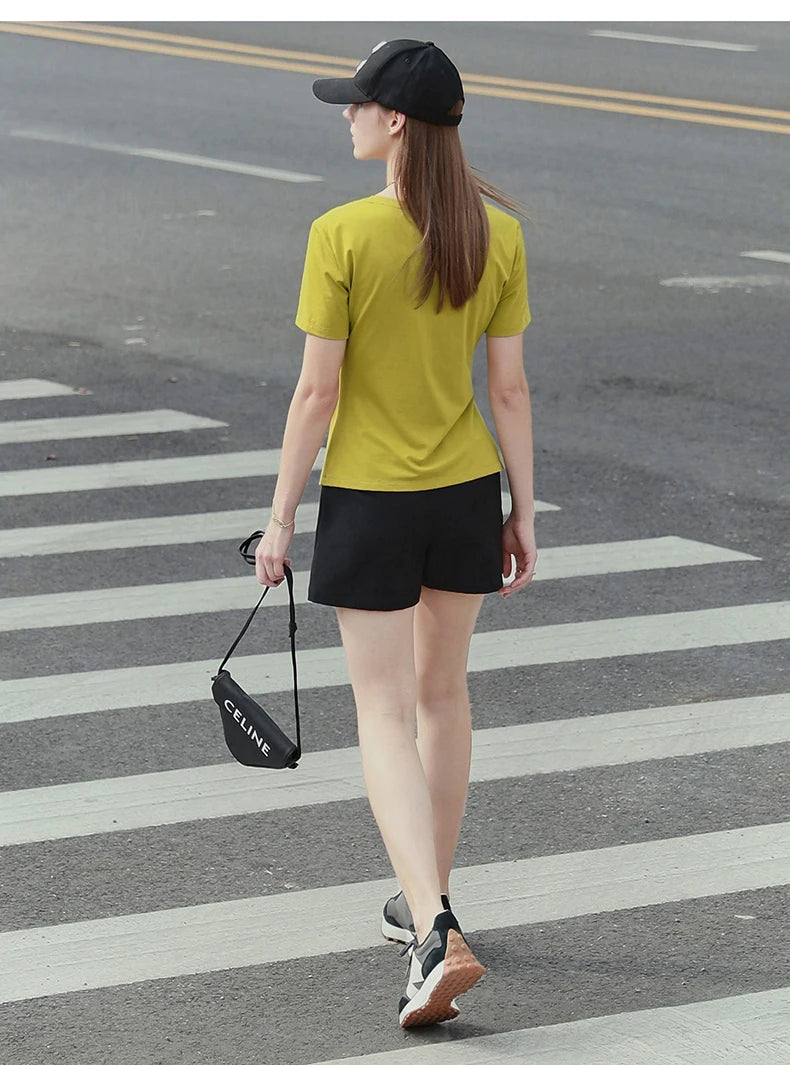 Damen T-Shirt mit asymmetrischem Design und kurzen Ärmeln für den Sommer